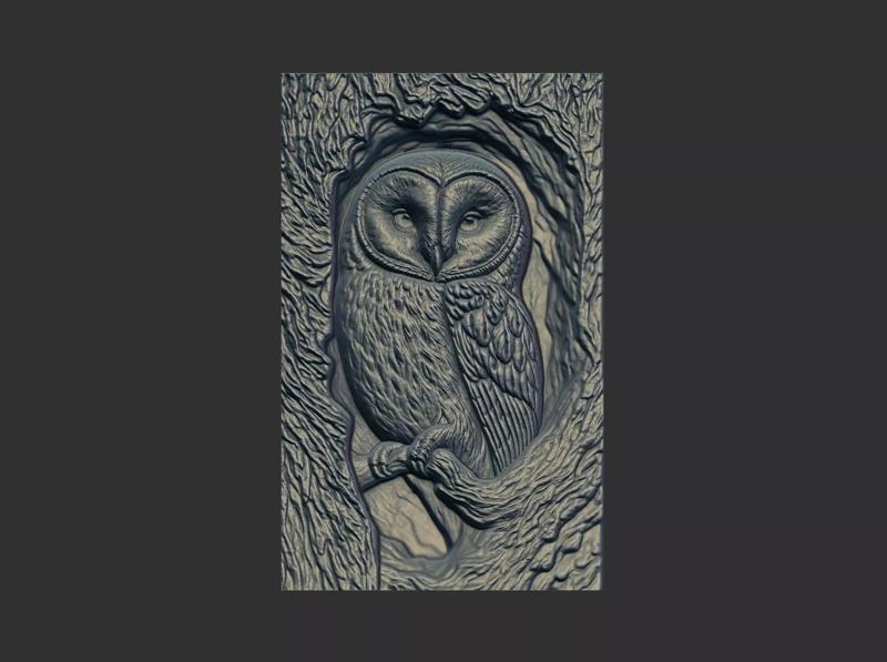 owl inside tree cnc model