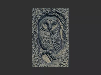 owl inside tree cnc model