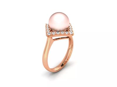 Women Pearl Ring 3dm render details