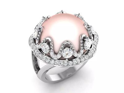 Women Pearl Ring 3dm render details