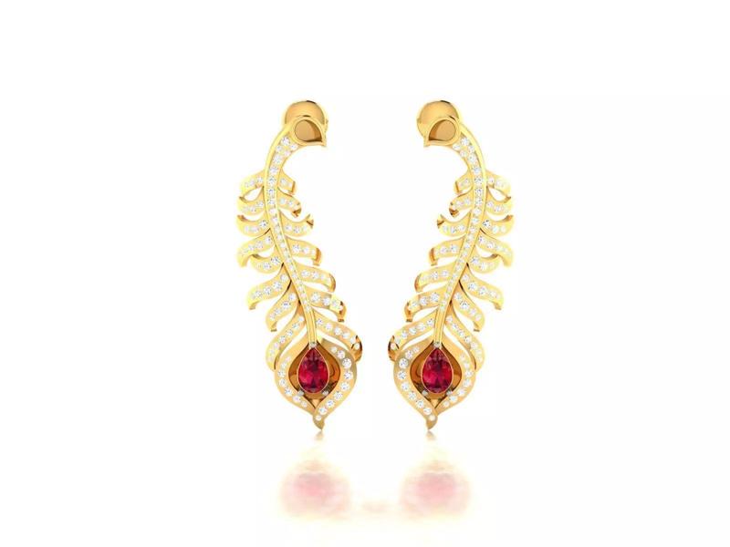 Women Earring 3dm STL OBJ FBX Render Details