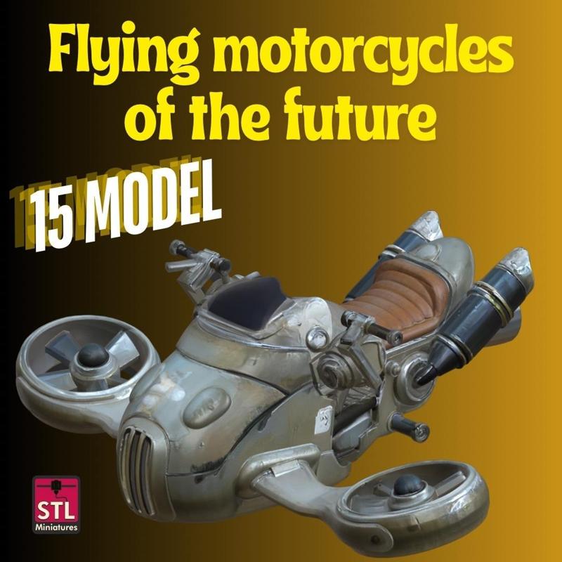 Flying Fantasy Motorcycles – Pack of 15 STL Files for 3D Printing – Highly Detailed Collectible Models