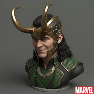 Loki Bust - God of Deception with Golden Horns