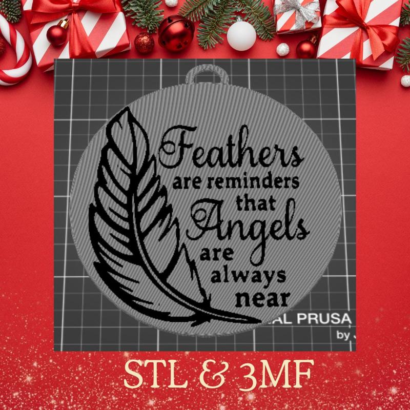 Christmas ornament / Feathers are reminders / Angels are near / loved ones / Loss of loved one / keepsake ornament / Angels are near