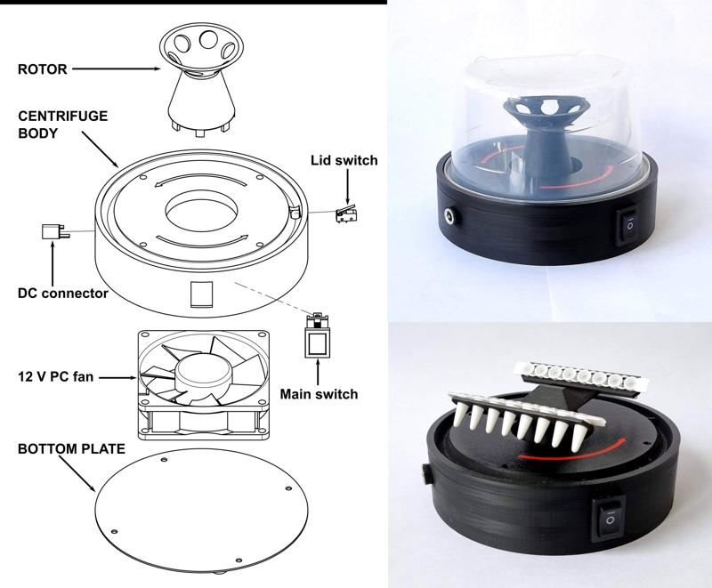 Mini benchtop centrifuge for PCR strips and tubes
