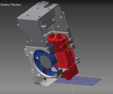 Universal Sapphire head - mounting of three hotends:  e3d v6, CR10, xcr3d 2in1-s1 (2-colors) 