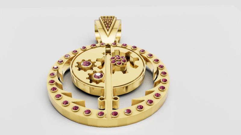 Gear gold Pendant 3D printable model
