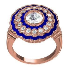 Antique Round Diamond and Baguette Stone Halo Solitaire Ring