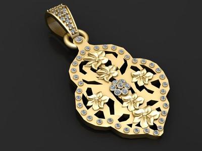 Floral Gold Pendant 3D printable model