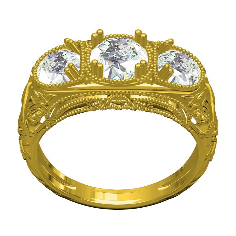 Three Stone Art Deco Ring 2