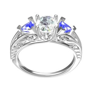 Three Stones Filigree Engagement Ring