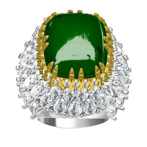 Emerald Green Cabochon Vintage Ring
