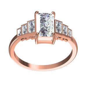 7 Baguettes Solitaire Engagement Ring