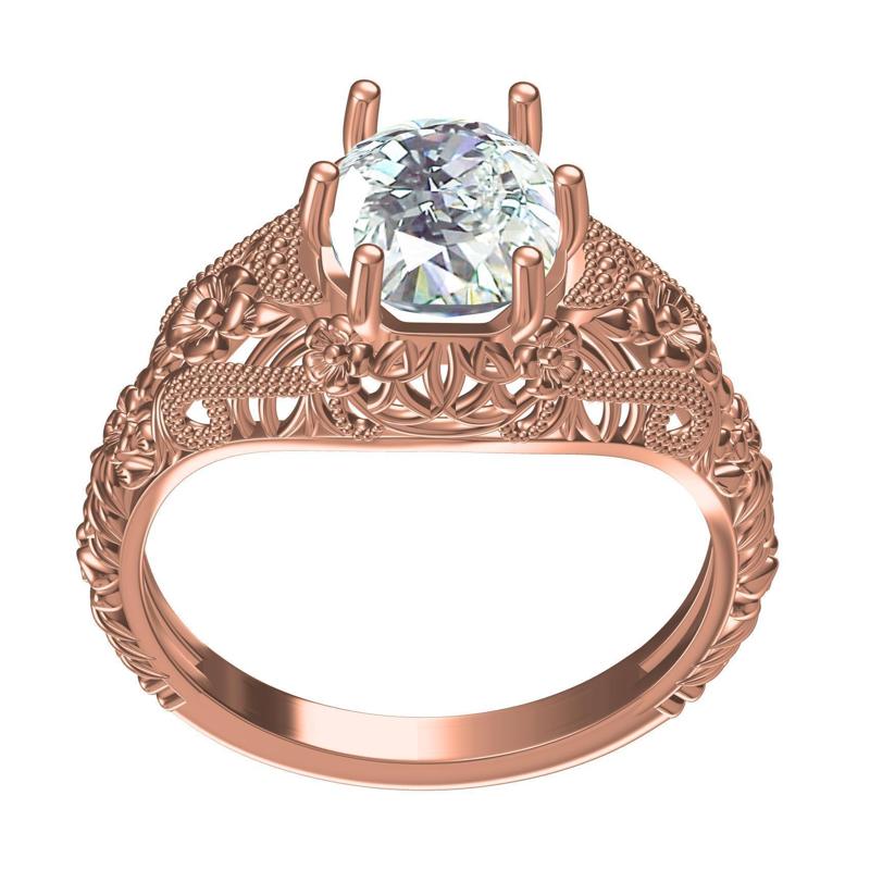 Single Round Diamond Filigree Art Deco Ring 3