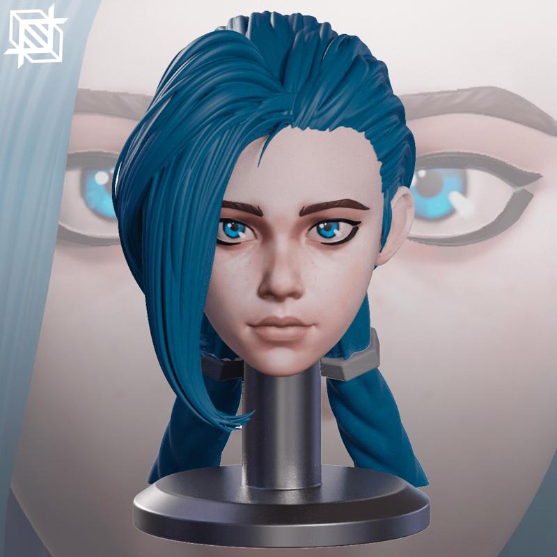 JINX - CUSTOM 3D PRINTABLE HEAD FOR LEAGUE OF LEGENDS ACTION FIGURES (STL FILE)
