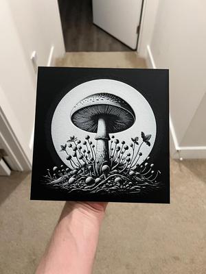 Grayscale Mushroom Art