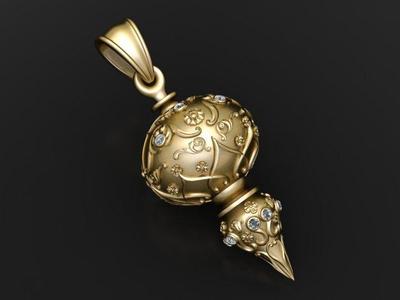 ornate gold pendant 3D printable model