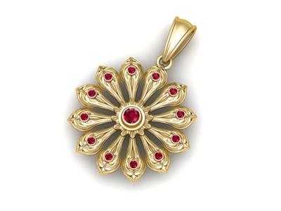 gold flower pendant 3d printable model