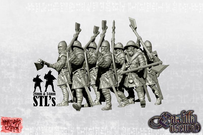 Men at arms with voulges