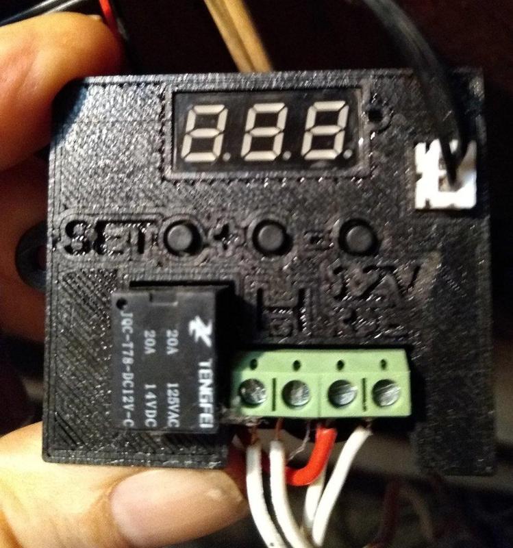 W1209 temperature control case remixed to remove terminal guard and added LED hole