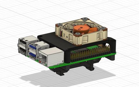 Fan Mount Raspberry Pi 4 40mm Noctua + Step File