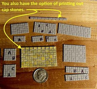 N Scale - Stone Cap section for top or sides of stone walls.