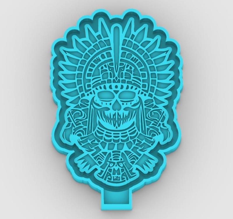 Aztek Skull 181631 - freshie mold - STL for silicone mold