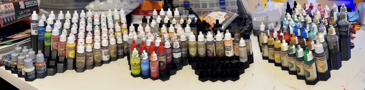 Expandable Paint Rack (Vallejo/Army Painter/18mm Bottles) Hex pattern