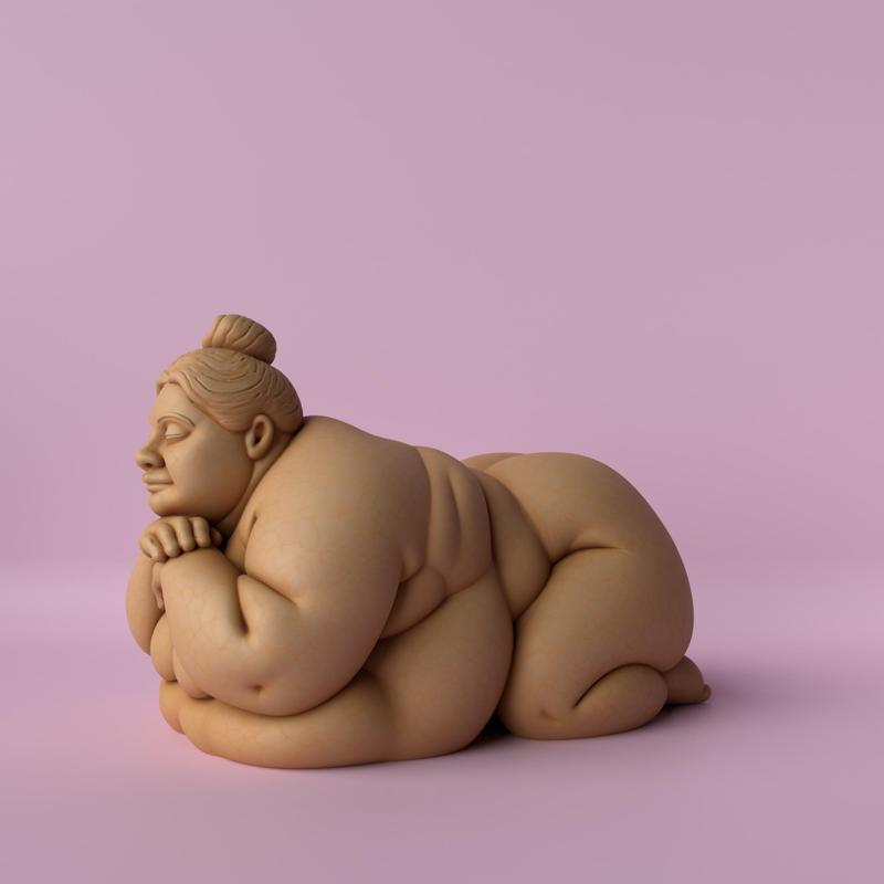 Chubby Woman Lying Down Sculpture – Funny and Charming Home Decor