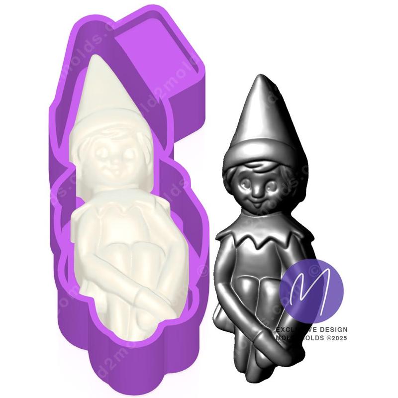 3D Christmas Elf on the Shelf Freshie STL Mold Housing