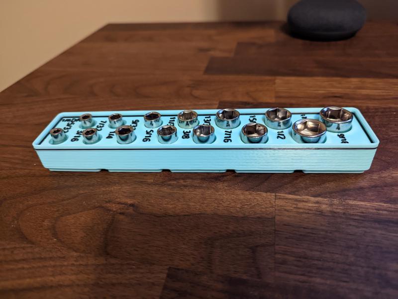 Gridfinity Imperial Sockets 1/4"DR
