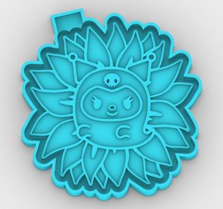 Ghost Kuromi on Sunflower - freshie mold - STL for silicone mold