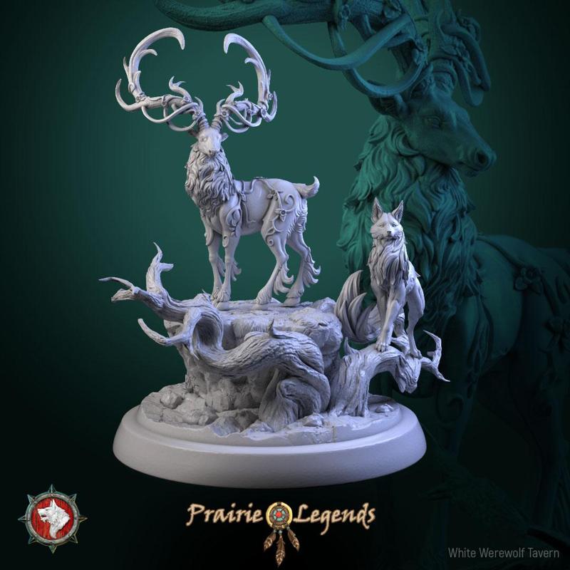 Magic Deer and Magic fox diorama pre-supported
