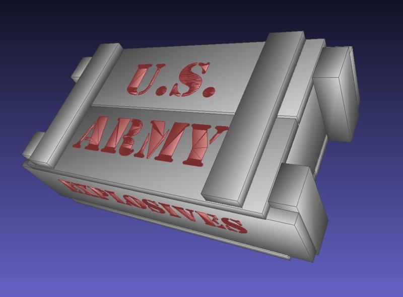 Wood crate, ammo box, US Army stencil - import from CGTRADER