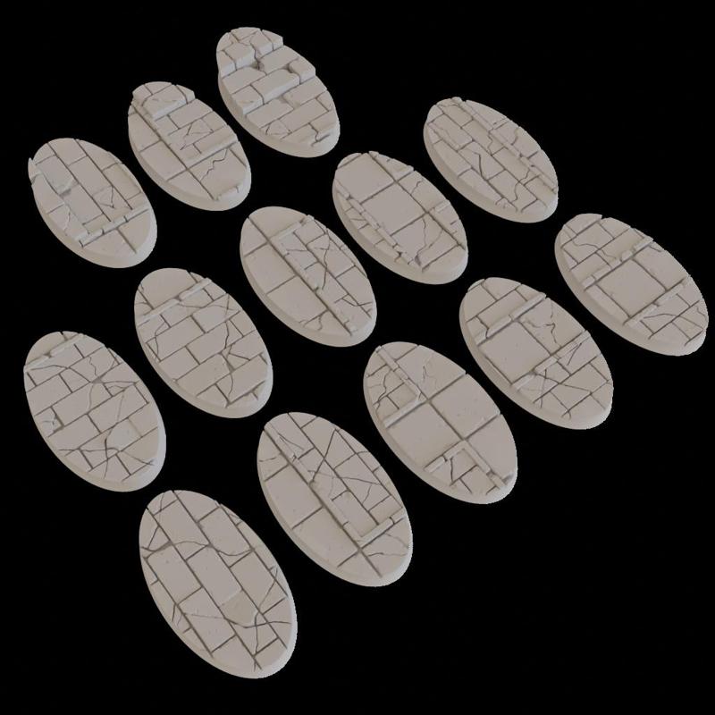 75mm x 42mm Oval Scenic Wargaming Bases - Stone Bricks & Slabs