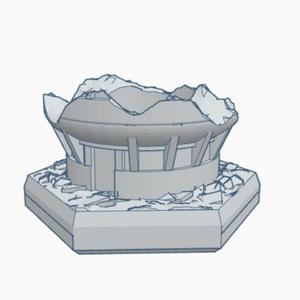 Sci-Fi Destroyed Building 26 with Hex Base SFDHB026