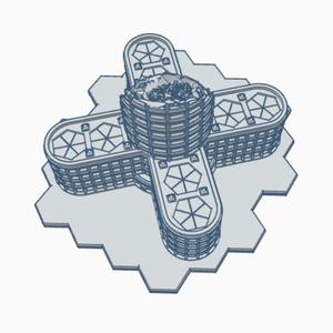 Sci-Fi Ruined Building 59 with Hex Base SFRHB059