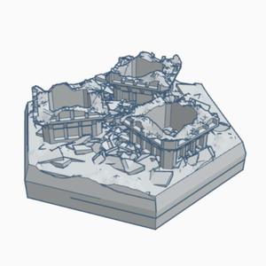 Sci-Fi Destroyed Building 24 Hex Map Scale HMSSFD024