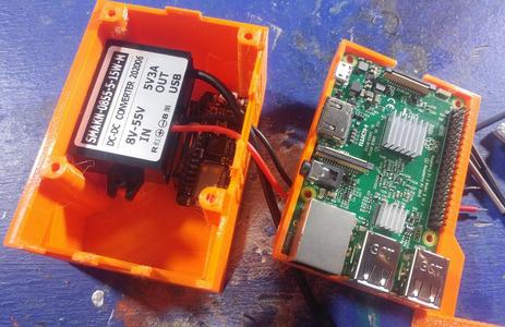OctoPi Case for Prusa i3 MK2S and MK3 with Integrated Power Converter with PSU and Adafruit Feather board