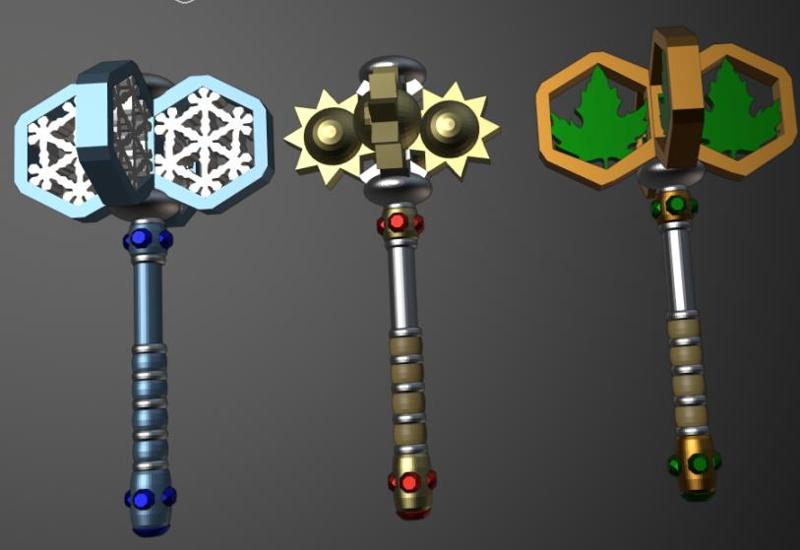 Holy Symbol Maces Snowflake, Sun, Leaf