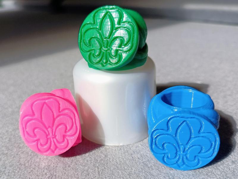 VCP Wagggs Scout  woggle. Scarf Ring with fleur de lis and trefoil. Pasapañuelos o canuto VCP