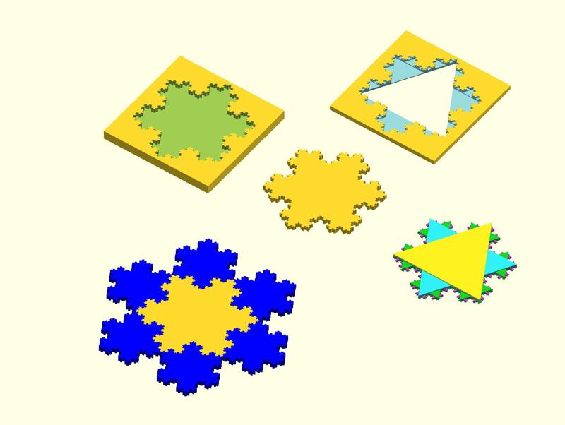 Parametric OpenSCAD Koch snowflake generator