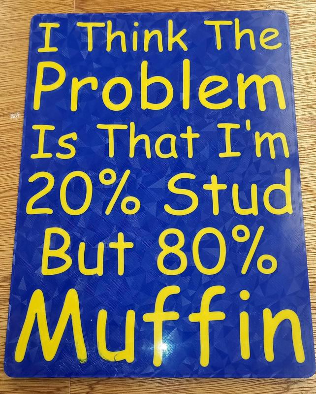 Funny Sign - I Think The Problem is that I'm 20% Stud, but 80% Muffin - Dual colour model