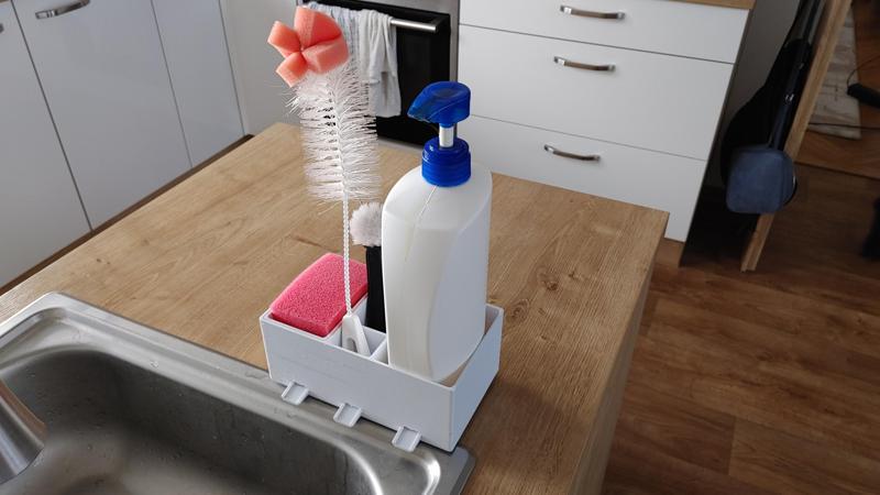 Box for the sponge and dishwashing detergent