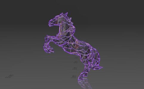 Prancing Storm Horse Figure - Low Voronoi Style - Single Spider Web - LowPoly - Perfect Design - Easy Print - Decor