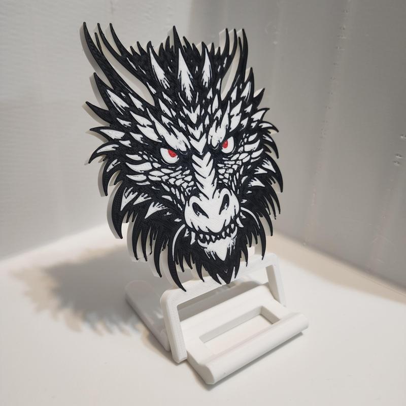 Foldable PIP Dragon Face Phone Stand for Bambu Printers with AMS