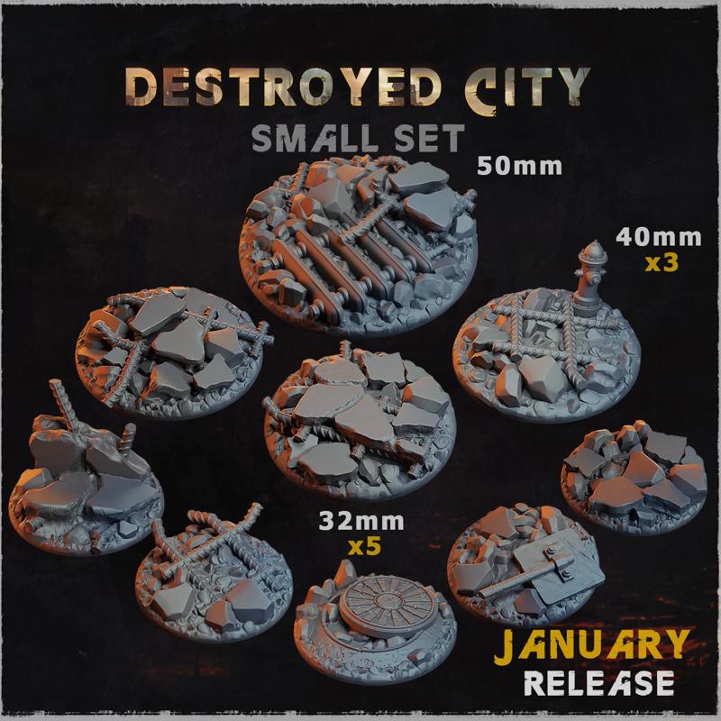 Destroyed City - Bases & Toppers (Small Set)