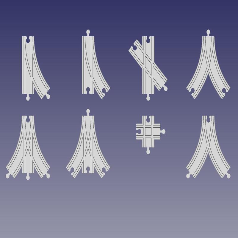 Wooden train crossroads collection compatible to IKEA set