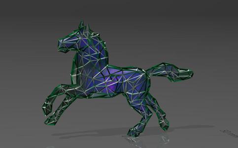 Horse Ready to Fight - Low Voronoi Style - Single Spider Web - LowPoly - Perfect Design - Easy Print - Decor