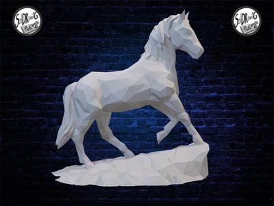 Crystal Black Horse - Low Poly - Bust - Decor